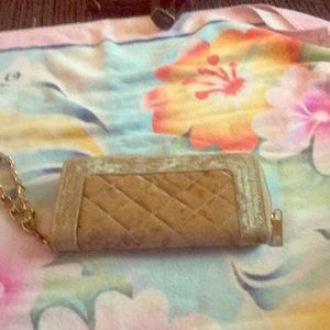 Charlotte Russe  gold velvet wristlet